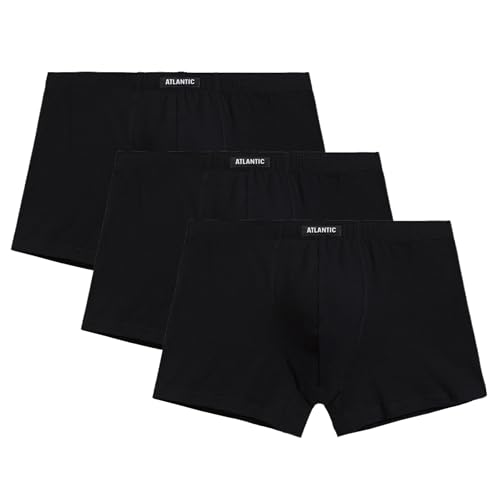 ATLANTIC UNDERWEAR 3er-Pack Herren-Boxershorts – Klassischer Schnitt, Weiche Baumwolle, Perfekte Passform, Eng anliegend & Bequem Schwarz S von ATLANTIC UNDERWEAR