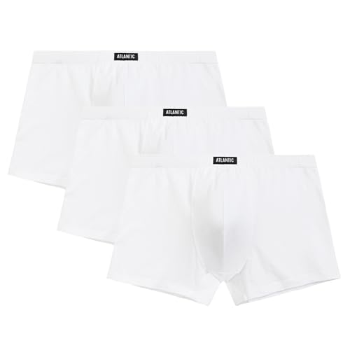 ATLANTIC UNDERWEAR 3er-Pack Herren-Boxershorts – Klassischer Schnitt, Weiche Baumwolle, Perfekte Passform, Eng anliegend & Bequem Weiß M von ATLANTIC UNDERWEAR