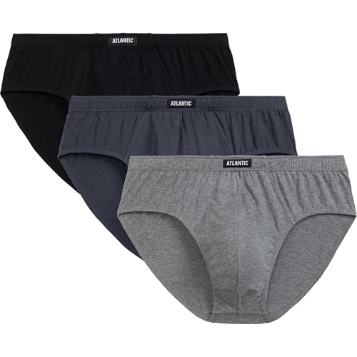 ATLANTIC UNDERWEAR 3er-Pack Herren Slips, 100% Baumwolle, klassischer Schnitt, enganliegend, Graphit-Mix L von ATLANTIC UNDERWEAR