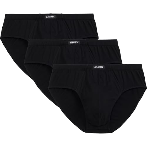 ATLANTIC UNDERWEAR 3er-Pack Herren Slips, 100% Baumwolle, klassischer Schnitt, enganliegend, Schwarz XL von ATLANTIC UNDERWEAR