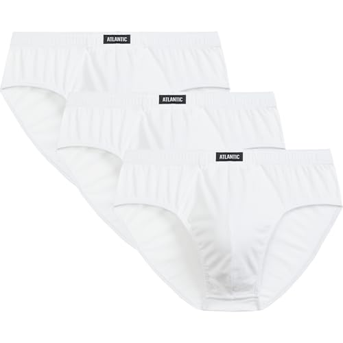 ATLANTIC UNDERWEAR 3er-Pack Herren Slips, 100% Baumwolle, klassischer Schnitt, enganliegend, Weiß M von ATLANTIC UNDERWEAR