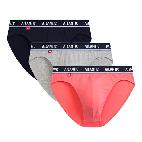 ATLANTIC UNDERWEAR 3er-Pack Herren-Slips, Baumwolle und Elastan, sportlicher Schnitt, eng anliegend, Coral-Mix M von ATLANTIC UNDERWEAR