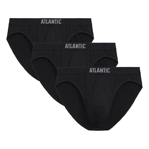 ATLANTIC UNDERWEAR 3er-Pack Herren-Slips, Baumwolle und Elastan, sportlicher Schnitt, eng anliegend, Schwarz L von ATLANTIC UNDERWEAR