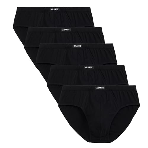 ATLANTIC UNDERWEAR 5er-Pack Herren Slips, 100% Baumwolle, klassischer Schnitt, enganliegend, Schwarz XXL von ATLANTIC UNDERWEAR