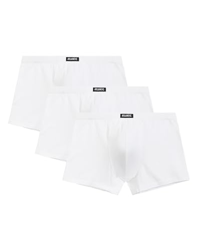 ATLANTIC UNDERWEAR 3er-Pack Herren-Boxershorts – Klassischer Schnitt, Weiche Baumwolle, Perfekte Passform, Eng anliegend & Bequem Weiß L von ATLANTIC UNDERWEAR