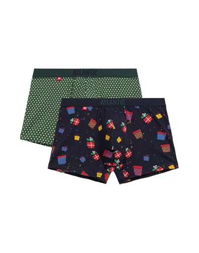 ATLANTIC UNDERWEAR Herren Gift Box Trunks Dessous, Marineblau/Grün, L (2er Pack) von ATLANTIC UNDERWEAR