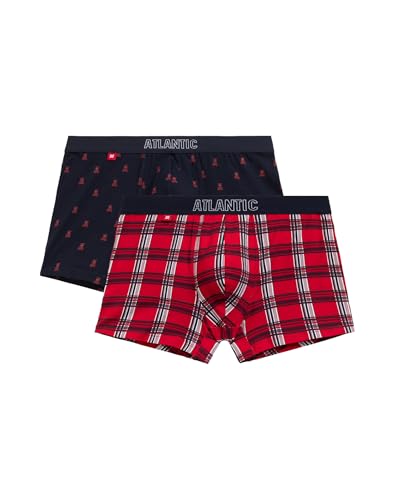 ATLANTIC UNDERWEAR Herren Gift Box Trunks Dessous, Navy/Rot, XL (2er Pack) von ATLANTIC UNDERWEAR