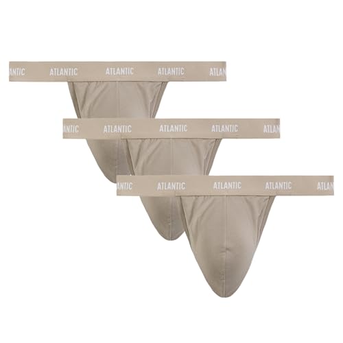 ATLANTIC UNDERWEAR Herren-String 3er-Pack – Low-Rise Schnitt, Elastischer Bund, Baumwolle-Elasthan, Unsichtbar unter Kleidung Beige M von ATLANTIC UNDERWEAR