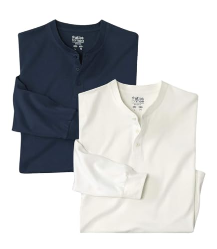 ATLAS FOR MEN - 2er-Pack Henleyshirts Outdoor - M von ATLAS FOR MEN