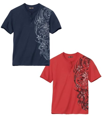 ATLAS FOR MEN 2er Pack Herren T-Shirt mit beknöpftem V-Ausschnitt aus Baumwolle – Sommer Tshirt für Männer mit exklusivem Druck - In großen Größen erhältlich ATLAS FOR MEN 2er Pack Herren T-Shirt mit beknöpftem V-Ausschnitt aus Baumwolle – Sommer Tshirt für Männer mit exklusivem Druck - In großen Größen erhältlich von ATLAS FOR MEN