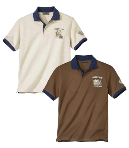ATLAS FOR MEN - 2er Pack Poloshirt Herren - Poloshirt Herren mit Aufdruck - Herren Polos Kurzarm - Polo Herren - In großen Größen erhältlich von ATLAS FOR MEN