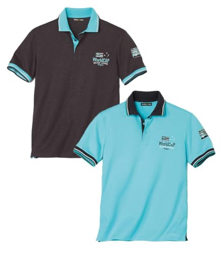 ATLAS FOR MEN - 2er-Pack Poloshirts mit Brustaufdruck - 3XL von ATLAS FOR MEN