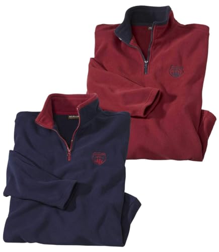 ATLAS FOR MEN 2er-Pack Pullover Mountain Passion aus Microfleece. Erhältlich in großen Größen von M bis 5XL. Dunkelblau, Bordeaux-Rot. Größe 2XL. von ATLAS FOR MEN