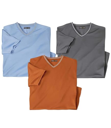 ATLAS FOR MEN 3er Pack Herren T-Shirt Mit V-Ausschnitt - Funktionsshirt V-Neck - Kurzarm Shirts - Sportshirt - In Großen Größen Erhältlich von ATLAS FOR MEN