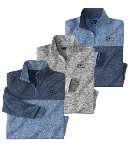 ATLAS FOR MEN - 3er-Pack Molton-Sweatshirt - Sweatshirt Herren - Pullover Herren - Half Zip Pullover Herren - Molton Pullover - In großen Größen erhältlich von ATLAS FOR MEN