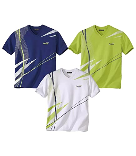 ATLAS FOR MEN 3er Pack Herren T-Shirt Mit V-Ausschnitt - Funktionsshirt V-Neck - Kurzarm Shirts - Sportshirt - In Großen Größen Erhältlich von ATLAS FOR MEN