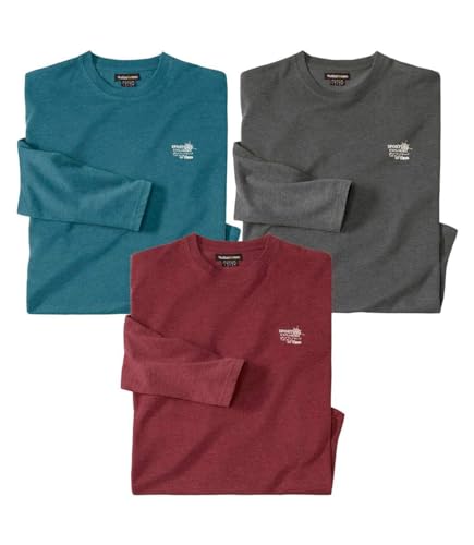 ATLAS FOR MEN - 3er-Set T-Shirts für Herren - Lange Ärmel - Rundhalsausschnitt - Verfügbar in großen Größen von M bis 5XL von ATLAS FOR MEN