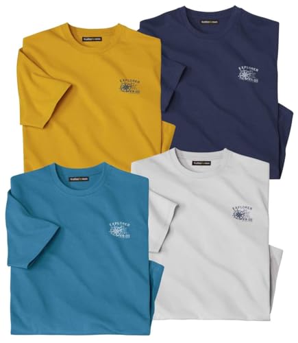 ATLAS FOR MEN - 4er-Pack Einfarbige T-Shirts - T-Shirts Männer -Basic Männer T Shirt mit Rundhals - In großen Größen erhältlich von ATLAS FOR MEN