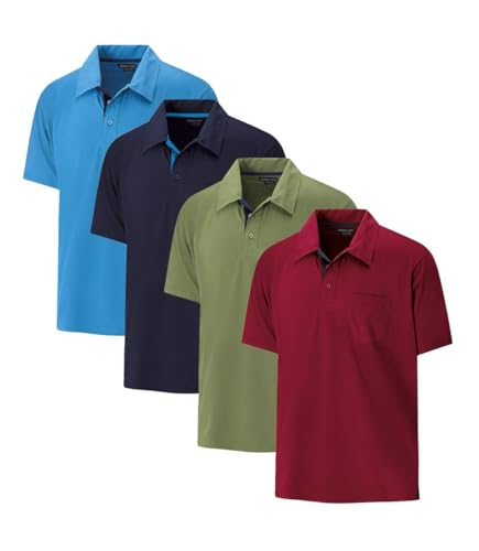 ATLAS FOR MEN - Herren Poloshirt 4er-Pack - Kurzarm - Bordeaux, Blau, Marine, Khaki - M von ATLAS FOR MEN