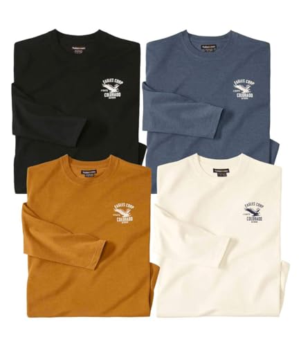 ATLAS FOR MEN - 4er-Set Langarmshirts Herren - Herren Langarmshirt - Longsleeve - Longshirt für Männer - In großen Größen erhältlich von ATLAS FOR MEN