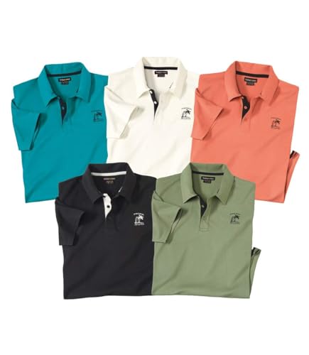 ATLAS FOR MEN - 5er-Pack Poloshirts Pacific Island - Reine Baumwolle - XXL von ATLAS FOR MEN