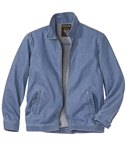 ATLAS FOR MEN - Jeansjacke für Männer, sehr leicht, mit Reißverschluss. Blaue Jeans Sommerjacke.Verfügbar in großen Größen von M bis 5XL, Taille L von ATLAS FOR MEN