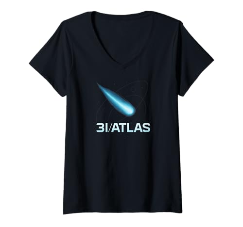 Damen 3i Atlas Interstellar Astronomer Komet UFO Alien Mothership T-Shirt mit V-Ausschnitt Damen 3i Atlas Interstellar Astronomer Komet UFO Alien Mothership T-Shirt mit V-Ausschnitt von ATLAS Interstellar Apparel