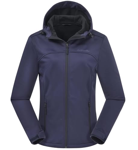 ATLASLAVA Damen Softshelljacke Leichte mit Fleece-Futter Kapuze Windjacke Laufen Wandern BLUE L von ATLASLAVA