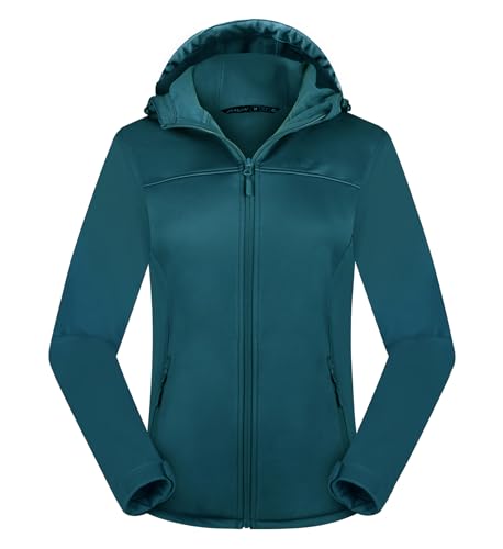 ATLASLAVA Damen Softshelljacke Wasserdichte Atmungsaktive Leichte Fleece Kapuze Übergangsjacke Laufen wanderjacke DUNKELBLAU-L von ATLASLAVA