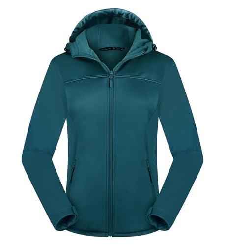 ATLASLAVA Damen Softshelljacke Wasserdichte Atmungsaktive Leichte Fleece Kapuze Übergangsjacke Laufen wanderjacke DUNKELBLAU-S von ATLASLAVA