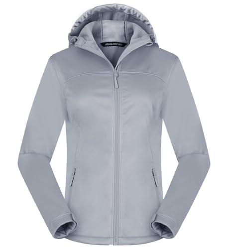 ATLASLAVA Damen Softshelljacke Wasserdichte Atmungsaktive Leichte Fleece Kapuze Übergangsjacke Laufen Wanderjacke SILVER XXL ATLASLAVA Damen Softshelljacke Wasserdichte Atmungsaktive Leichte Fleece Kapuze Übergangsjacke Laufen Wanderjacke SILVER XXL von ATLASLAVA