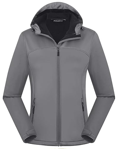 ATLASLAVA Damen Softshelljacke Wasserdichte Atmungsaktive Leichte Fleece Kapuze Übergangsjacke Laufen Wanderjacke GRAU 2XL ATLASLAVA Damen Softshelljacke Wasserdichte Atmungsaktive Leichte Fleece Kapuze Übergangsjacke Laufen Wanderjacke GRAU 2XL von ATLASLAVA