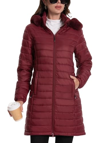 ATLASLAVA Damen Winterjacke Lang Wintermantel Steppjacke Übergangsjacke Daunenjacke Wasserdicht Warm Leichte Kapuze Frauen Winter Mantel Outdoor Weinrot XL ATLASLAVA Damen Winterjacke Lang Wintermantel Steppjacke Übergangsjacke Daunenjacke Wasserdicht Warm Leichte Kapuze Frauen Winter Mantel Outdoor Weinrot XL von ATLASLAVA