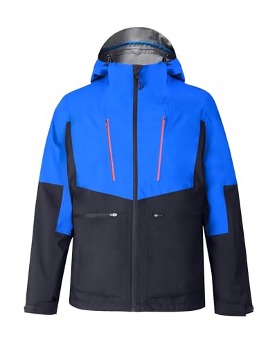 ATLASLAVA Regenjacke Herren Wasserdicht Atmungsaktiv Outdoorjacke Hardshell Windbreaker Reißverschluss Taschen und Kapuze BLUE 3XL von ATLASLAVA