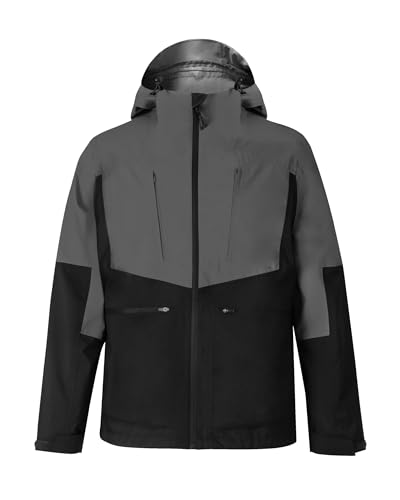 ATLASLAVA Regenjacke Herren Wasserdicht Atmungsaktiv Outdoorjacke Hardshell Windbreaker Reißverschluss Taschen und Kapuze GREY 3XL von ATLASLAVA