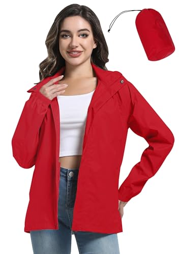 ATLASLAVA Regenjacke Damen Dünne Faltbar Fahrradjacke Wasserdicht Leicht Outdoorjacke mit Kapuze Fahrrad Wandern Rot XXL ATLASLAVA Regenjacke Damen Dünne Faltbar Fahrradjacke Wasserdicht Leicht Outdoorjacke mit Kapuze Fahrrad Wandern Rot XXL von ATLASLAVA