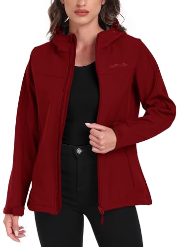 ATLASLAVA Softshelljacke Damen mit Kapuze Regenjacke Fleecejacke Wanderjacke Gefüttert Jacken Outdoor Wandern Dunkelrot 2XL ATLASLAVA Softshelljacke Damen mit Kapuze Regenjacke Fleecejacke Wanderjacke Gefüttert Jacken Outdoor Wandern Dunkelrot 2XL von ATLASLAVA