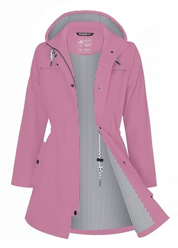 ATLASLAVA Regenjacke Damen Lang Wasserdicht Kapuze Regenmantel übergangsjacke Trenchcoat Outdoor Mantel Trockene Rose XXL ATLASLAVA Regenjacke Damen Lang Wasserdicht Kapuze Regenmantel übergangsjacke Trenchcoat Outdoor Mantel Trockene Rose XXL von ATLASLAVA