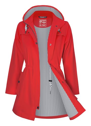 ATLASLAVA Regenjacke Damen Lang Wasserdicht Kapuze Regenmantel übergangsjacke Trenchcoat Outdoor Mantel Rot M ATLASLAVA Regenjacke Damen Lang Wasserdicht Kapuze Regenmantel übergangsjacke Trenchcoat Outdoor Mantel Rot M von ATLASLAVA