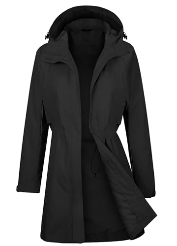 ATLASLAVA Regenmantel Damen Regenjacke wasserdicht Lang mit Kapuze Gefütterte Mantel Windbreaker Leicht Outdoor Jacke Schwarz XXL ATLASLAVA Regenmantel Damen Regenjacke wasserdicht Lang mit Kapuze Gefütterte Mantel Windbreaker Leicht Outdoor Jacke Schwarz XXL von ATLASLAVA