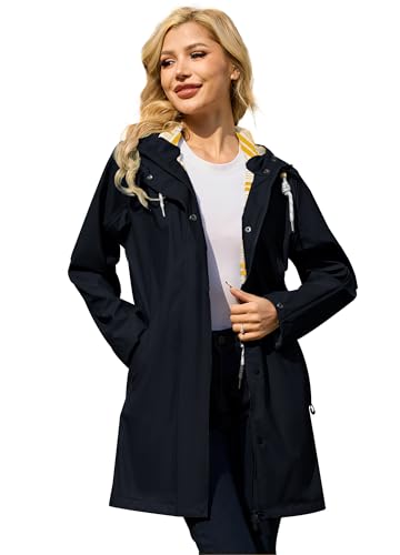 ATLASLAVA Regenjacke Damen Wasserdicht Lange Atmungsaktiv Regenmantel Gefütterte Windbreaker Übergangsjacke PU Outdoor Wandern Softshelljacke ATLASLAVA Regenjacke Damen Wasserdicht Lange Atmungsaktiv Regenmantel Gefütterte Windbreaker Übergangsjacke PU Outdoor Wandern Softshelljacke von ATLASLAVA