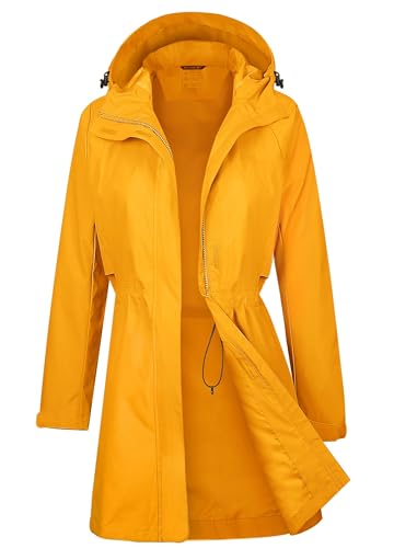 ATLASLAVA Regenmantel Damen Regenjacke wasserdicht Lang mit Kapuze Gefütterte Mantel Windbreaker Leicht Outdoor Jacke Gelb XXL ATLASLAVA Regenmantel Damen Regenjacke wasserdicht Lang mit Kapuze Gefütterte Mantel Windbreaker Leicht Outdoor Jacke Gelb XXL von ATLASLAVA