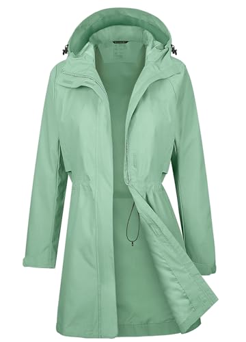 ATLASLAVA Regenmantel Damen Regenjacke wasserdicht Lang mit Kapuze Gefütterte Mantel Windbreaker Leicht Outdoor Jacke Graugrün XXL ATLASLAVA Regenmantel Damen Regenjacke wasserdicht Lang mit Kapuze Gefütterte Mantel Windbreaker Leicht Outdoor Jacke Graugrün XXL von ATLASLAVA