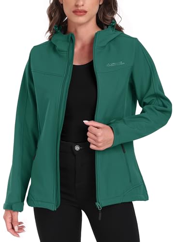ATLASLAVA Softshelljacke Damen mit Kapuze Regenjacke Fleecejacke Wanderjacke Gefüttert Jacken Outdoor Wandern Dunkelgrün XL ATLASLAVA Softshelljacke Damen mit Kapuze Regenjacke Fleecejacke Wanderjacke Gefüttert Jacken Outdoor Wandern Dunkelgrün XL von ATLASLAVA