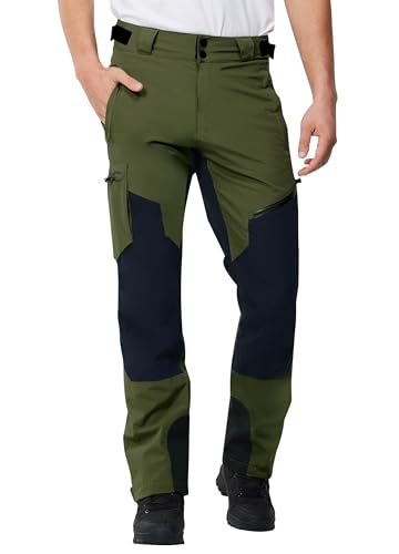 ATLASLAVA Hose Herren Wanderhose Wasserdicht Trekkinghose Atmungsaktiv Outdoorhose Männer zum Outdoor-Aktivitäten und Außenarbeiten Olive Green S von ATLASLAVA