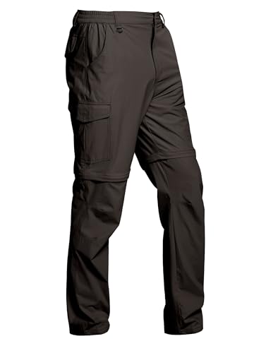 ATLASLAVA Herren Zip Off Wanderhose Abnehmbar Outdoorhose Atmungsaktiv Leichte Trekkinghose Schnelltrocknend Hose mit 6 Taschen Grau 34 von ATLASLAVA