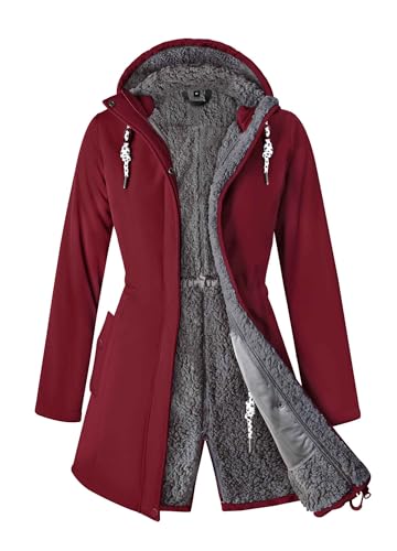 ATLASLAVA Wintermantel Damen Fleece Warm Lang Jacke Softshellmantel übergangsmantel Winter von ATLASLAVA