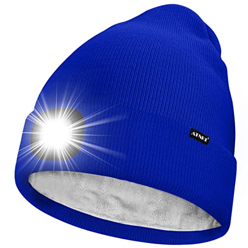 ATNKE LED Mütze mit Licht,Wiederaufladbare USB 4 LED Beleuchtete Laufmütze Extrem Heller Lampe Winter Warme Gefüttertes Fleece Stricken Mütze für Herren und Damen Geschenke/Blue ATNKE LED Mütze mit Licht,Wiederaufladbare USB 4 LED Beleuchtete Laufmütze Extrem Heller Lampe Winter Warme Gefüttertes Fleece Stricken Mütze für Herren und Damen Geschenke/Blue von ATNKE