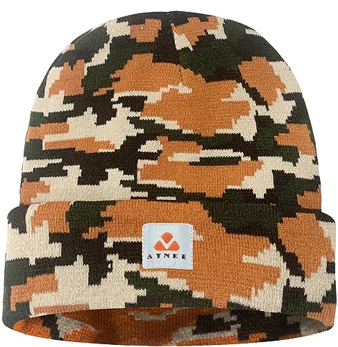 ATNKE Strick Beanie Mütze Dehnbar Weich Warm Täglich Winter Mützen mit Manschetten für Herren und Damen Geschenke/Camouflage Yellow von ATNKE