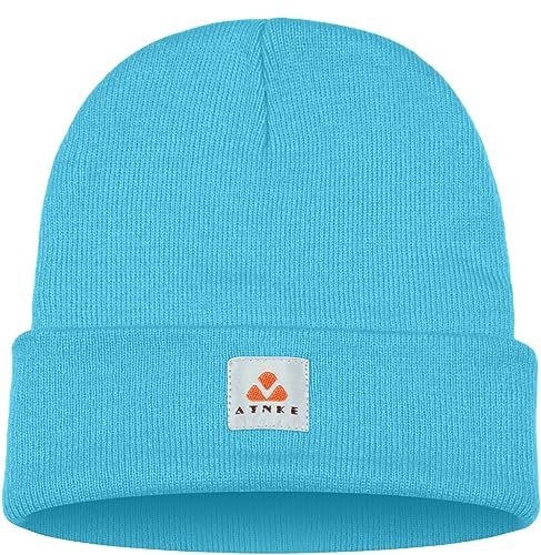 ATNKE Strick Beanie Mütze Dehnbar Weich Warm Täglich Winter Mützen mit Manschetten für Herren und Damen Geschenke/Light Blue von ATNKE